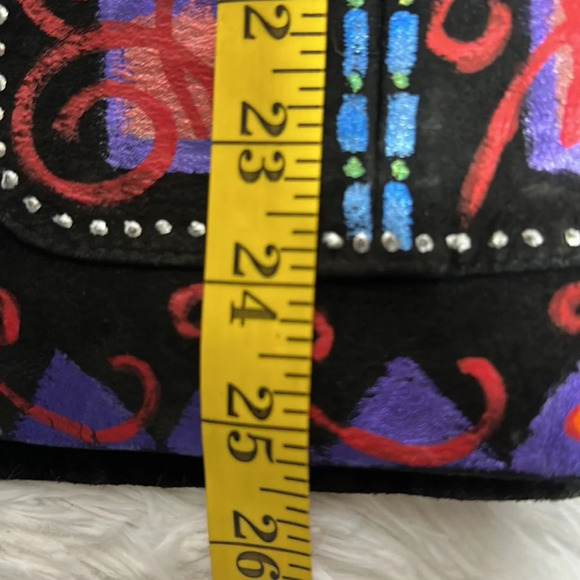 Vintage Handpainted Leather Vest Sz S - Picture 8 of 10